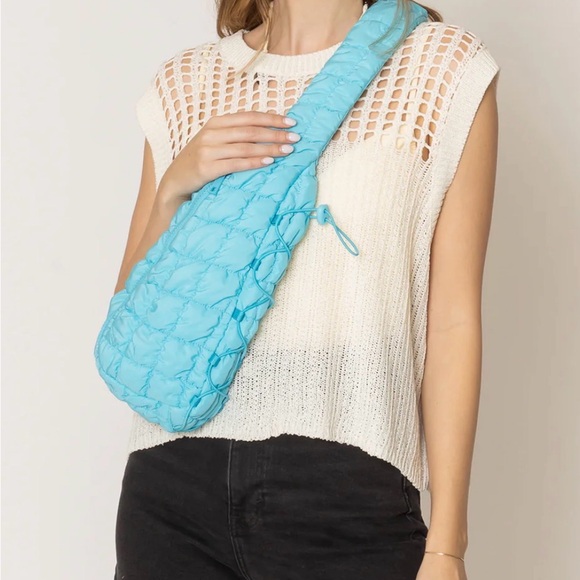 Do everything in love Handbags - Do Everything in Love Quilted blue sling bag NWT